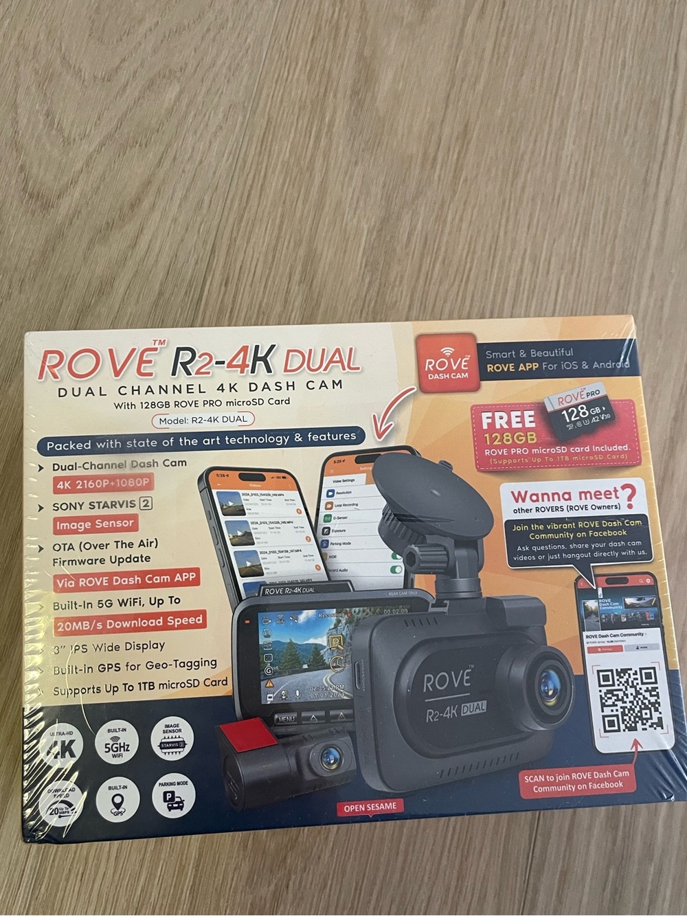 ROVE Dual Dash Camera with Black Housing and Gray Accents